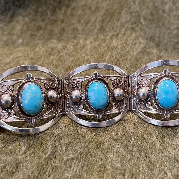 Vintage Hubbell Glass Mexico Alpaca Bracelet - Picture 11 of 16